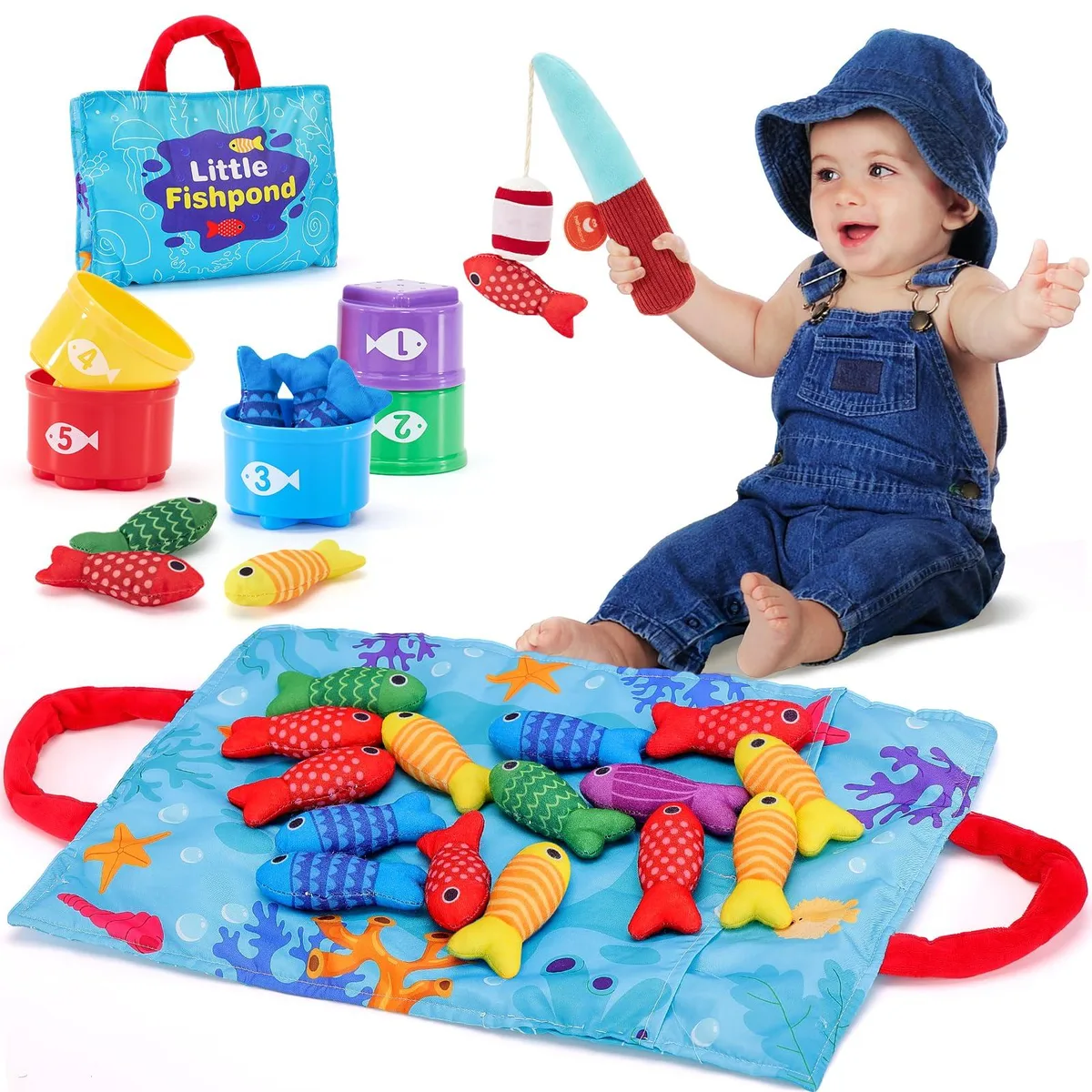 Montessori Fishing Game 22 Pcs with Stacking Cups — product photo