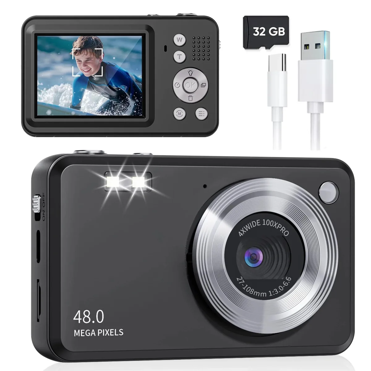 BOPORO BOPORO 48MP Point & Shoot Camera 18x Zoom Black — product photo