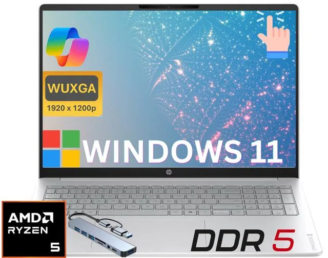 HP HP OmniBook 3 laptop 16" FHD+ Touch AMD Ryzen 5 40 8GB DDR5 1TB SSD — product photo
