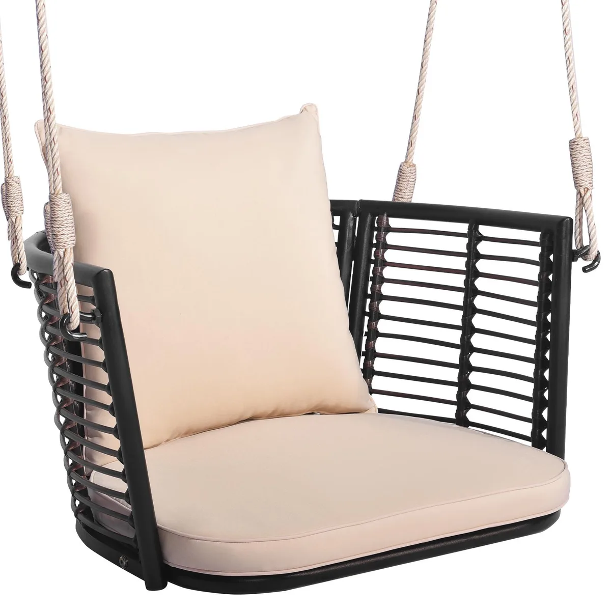 SlickBlue SlickBlue Hanging Seat Woven Rattan Backrest Beige — product photo