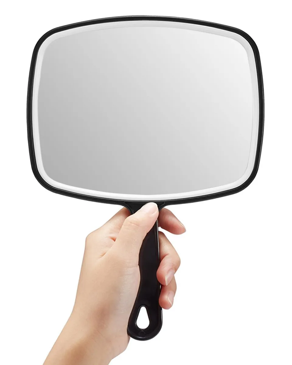 OMIRO Hand Mirror Large 10.3" x 7.4" Black — product photo
