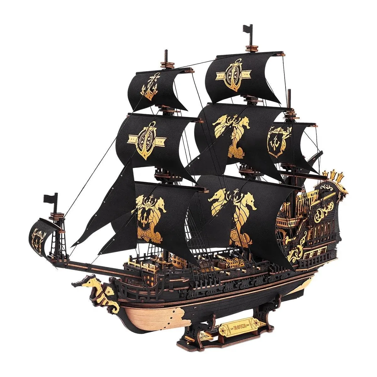 ROKR ROKR The Seahorse Barque 3D Wooden Puzzle 1:100 Scale 603 Pieces 15.35 in — product photo