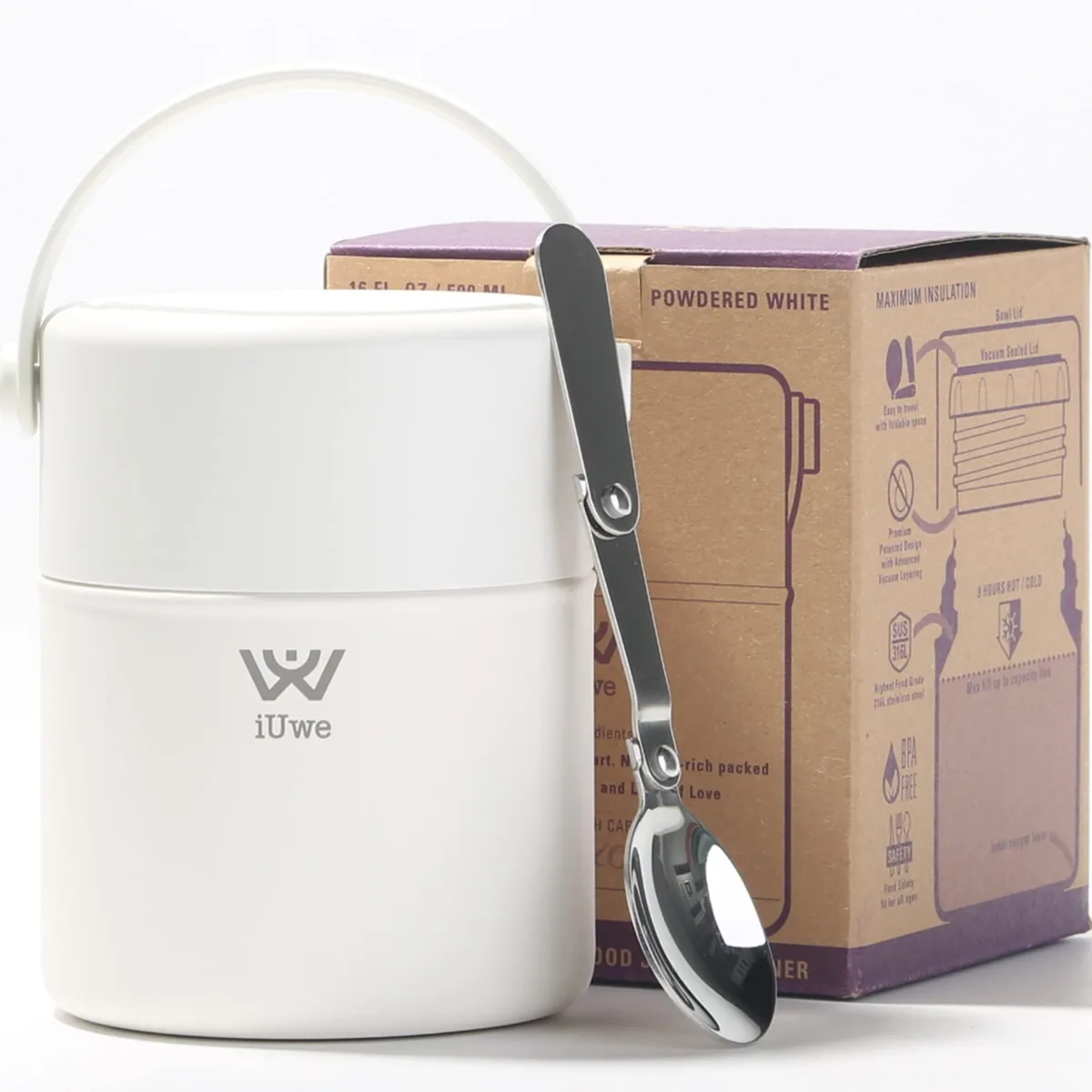  Brentwood MUG Thermo Pot 16oz 316L Stainless Steel White — product photo