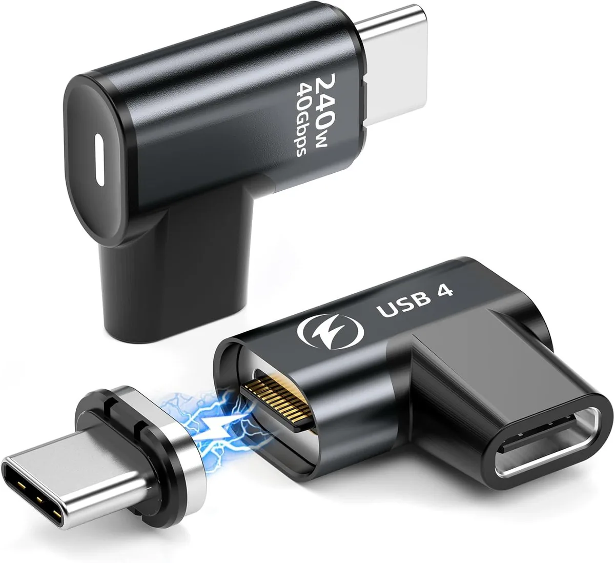 Jansicotek Jansicotek LD240W 240W USB-C Magnetic Adapter 2-Pack 90° 40Gbps 8K 60Hz Thunderbolt 3/4 — product photo