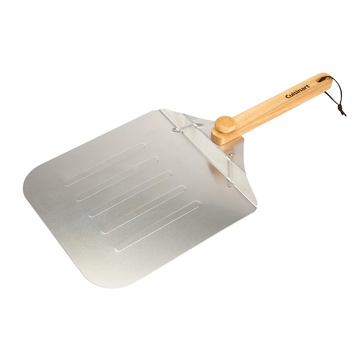 Square aluminum pizza peel with folding wooden handle