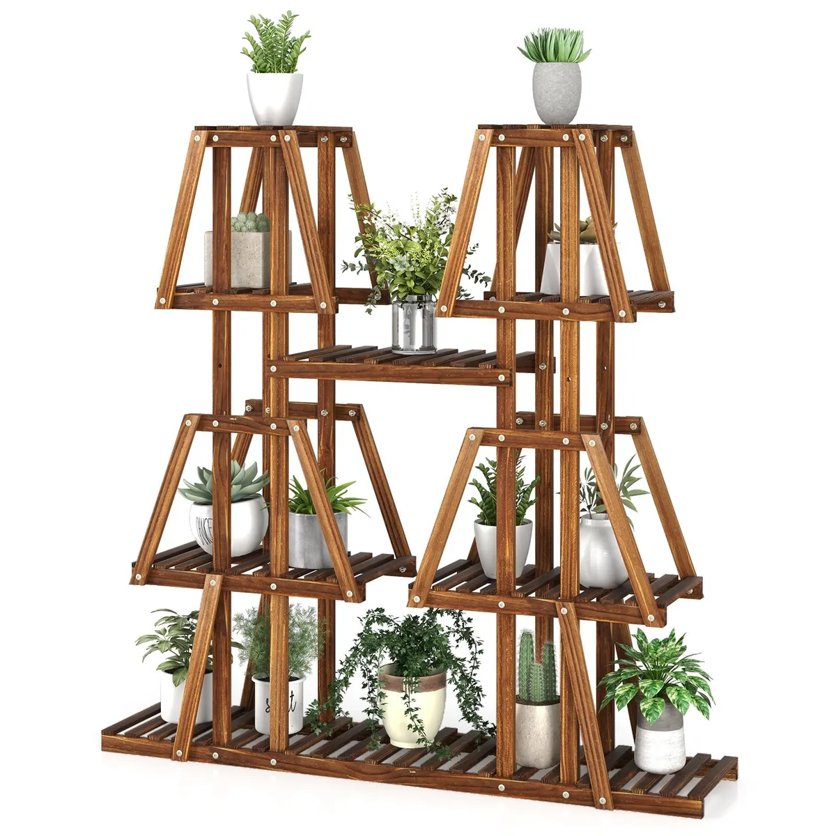 SlickBlue SlickBlue 5-Tier 10-Potted Wood Plant Stand — product photo