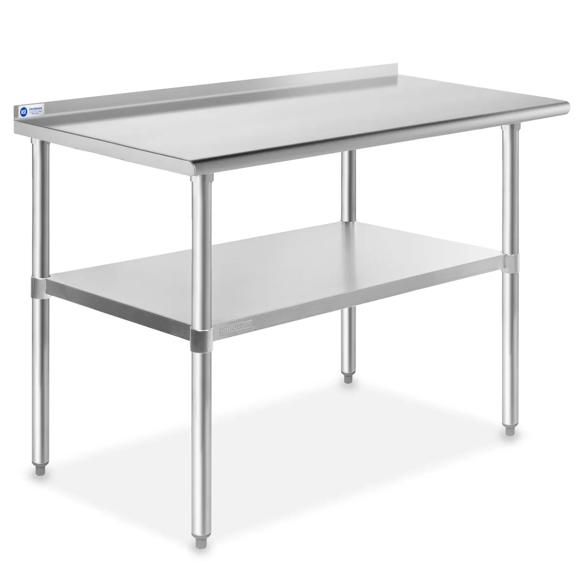 Gridmann Gridmann 48 x 24 Inch Stainless Steel Prep Table with Backsplash &amp; Undershelf — product photo