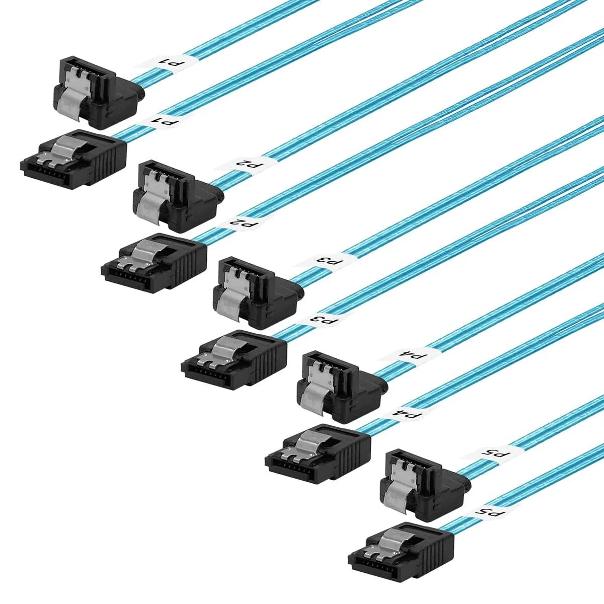 Vszerda Vszerda SATA-III Cable 0.5m 5 Pack 90-Degree Blue — product photo