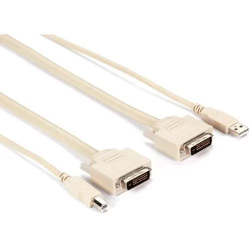 Black Box ServSwitch DT-Series CPU cable, 15 feet long, coiled black cable with connectors at both ends