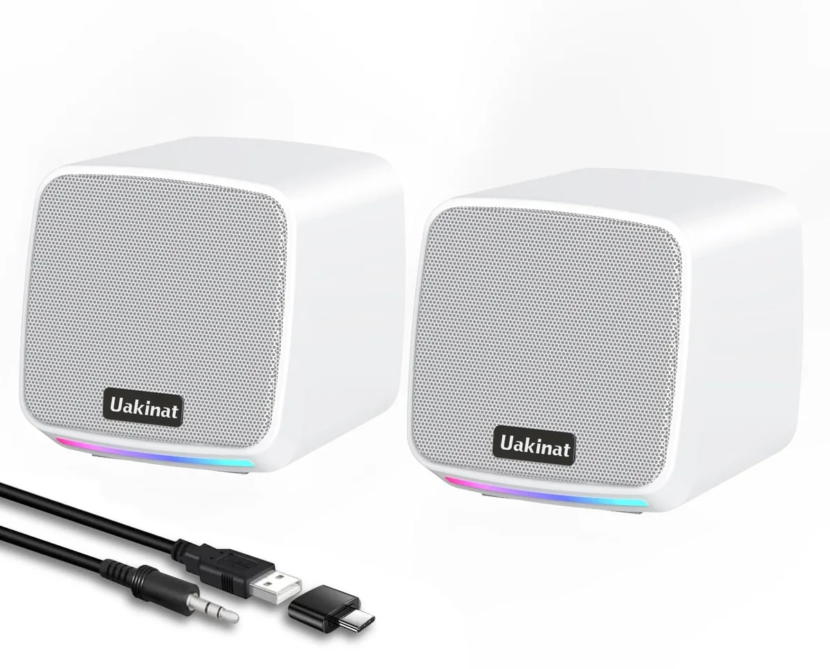  Uakinat E-1078 2.0 USB Speaker White 10W — product photo