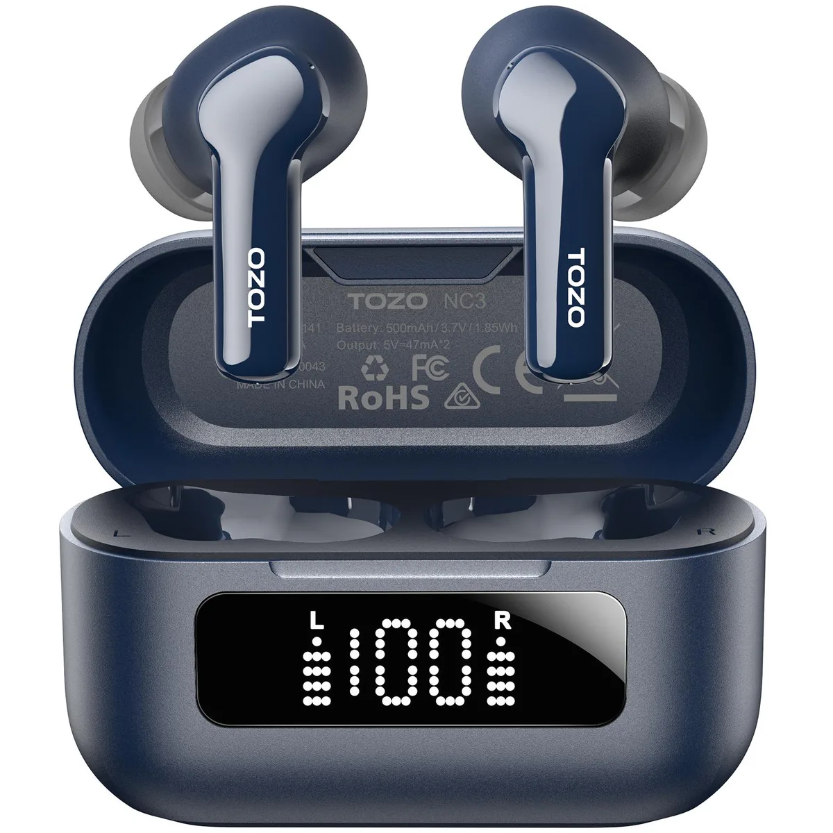 TOZO Store TOZO NC3 Wireless Earbuds Hybrid ANC 45dB 6 Mic Blue — product photo
