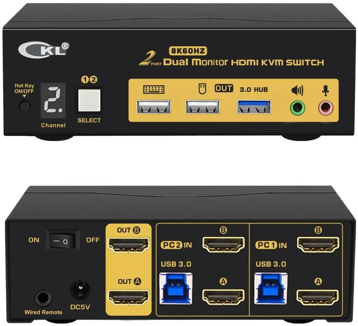 Vszerda Vszerda CKL 8K HDMI 2.1 KVM Switch 2-Port Dual Monitor — product photo