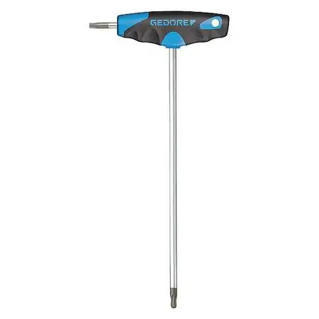 Gedore T10 Torx flag-handle key, chrome vanadium blade, plastic grip