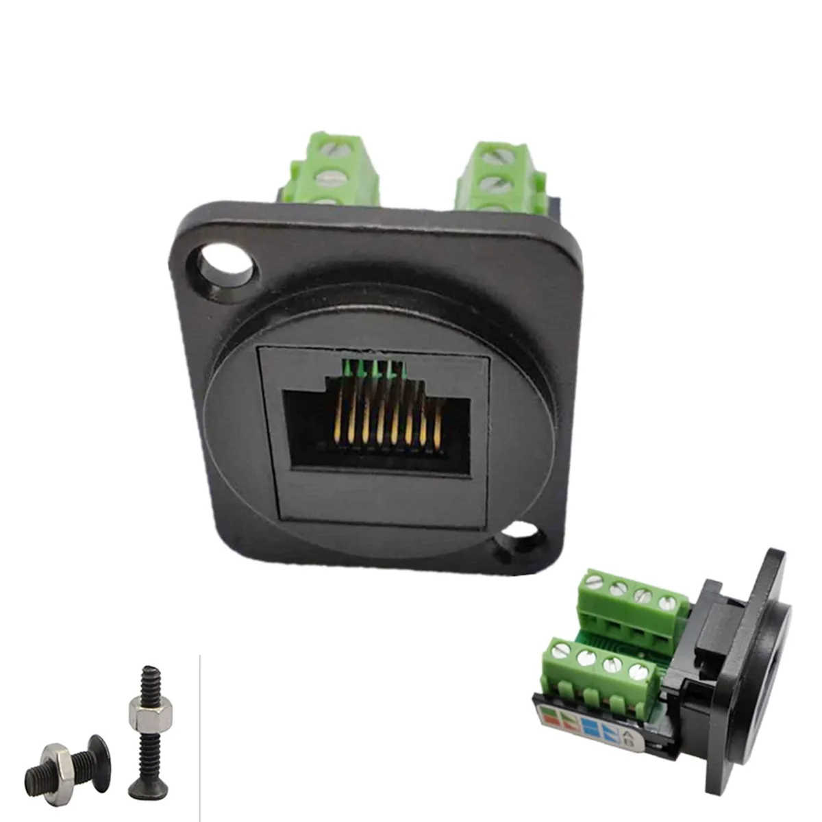 WRIARICH WRIARICH RJ45/8P8C Cat5E D-Type Panel Mount Screw Terminal Adapter 2.6x4.1cm — product photo
