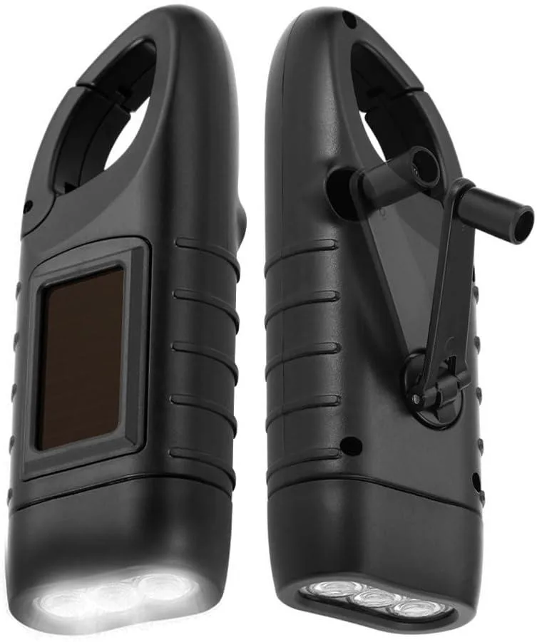 lelisten lelisten Hand Crank Solar Flashlight Black 2-Pack — product photo