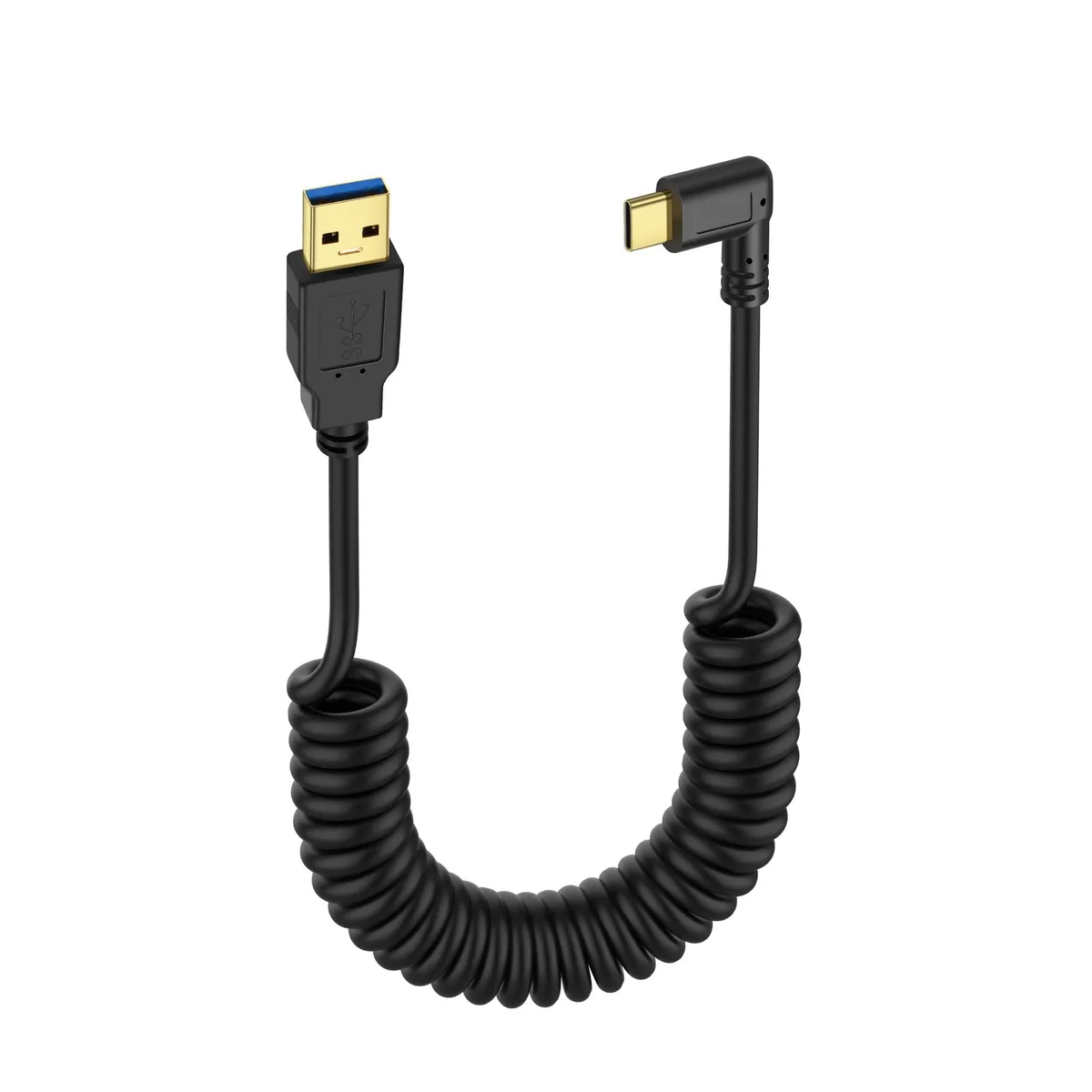 BUCIER BUCIER USB-A to USB-C Coiled Cable 5Gbps 90° 1.6-3.3ft — product photo