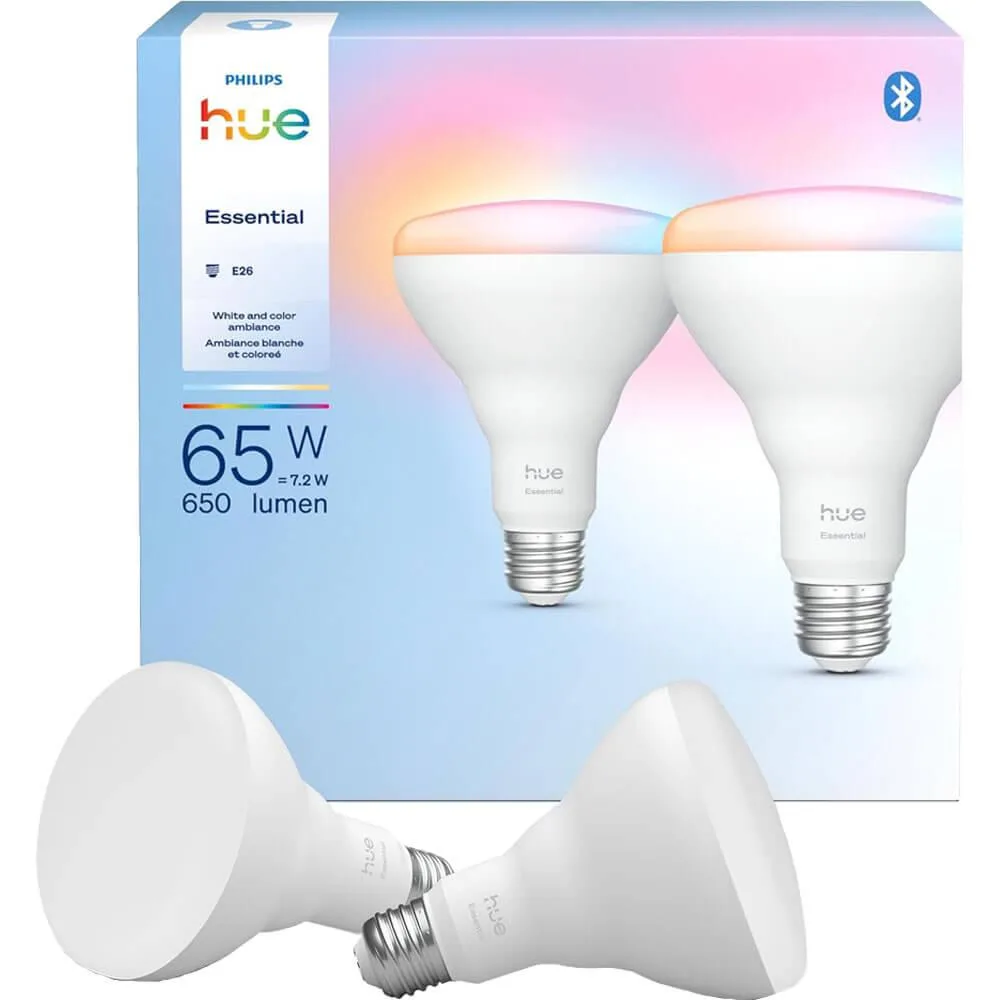 HUE HUE Essential BR30 White and Color Ambiance 65W LED Smart Bulb 2 Pack — product photo