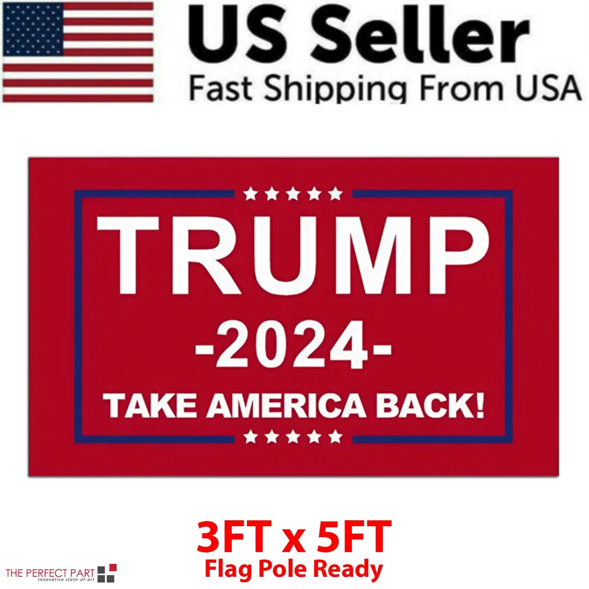 The Perfect Part The Perfect Part 3x5' Trump 2024 Flag #4 Red 4-pack — product photo