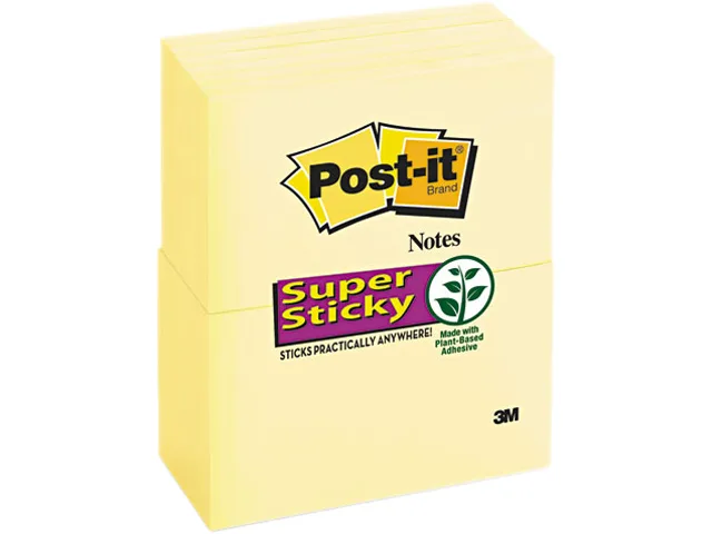 Post-it Post-it 655-12SSCY Super Sticky Notes, Canary Yellow, 12 pads of 90 sheets — صورة المنتج