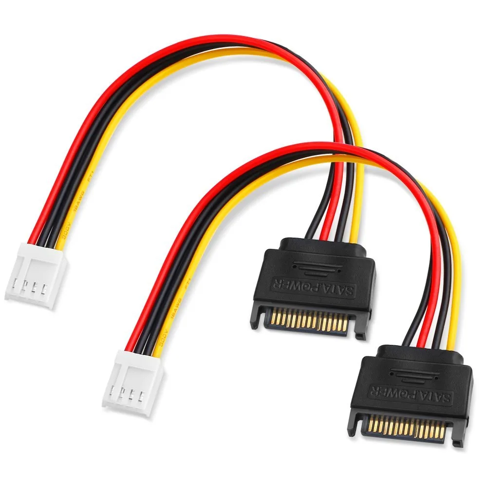 TeKit TeKit 4-Pin Floppy to 15-Pin SATA Male Power Cable 20cm 2 Pack — product photo