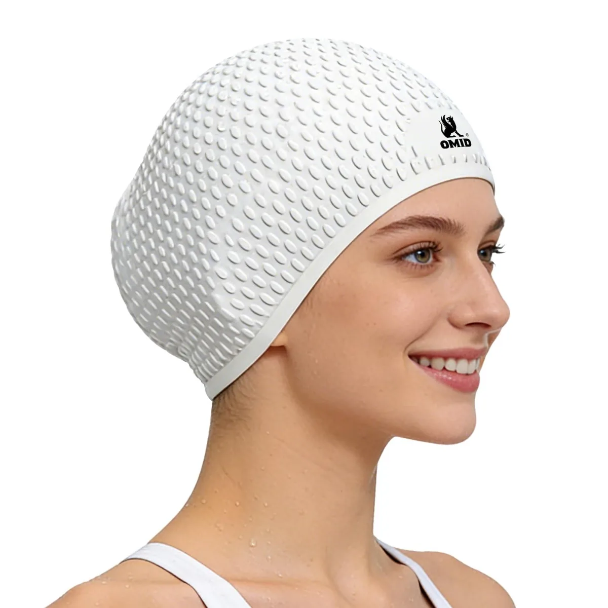 OMID swim cap-2400 Silicone Swim Cap White — product photo