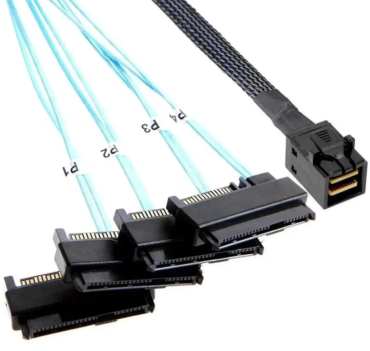 SMUGDESK SMUGDESK SFF-8643 Mini SAS to 4×SFF-8482 Breakout Cable with SATA Power Adapter 1M/3.3FT — product photo