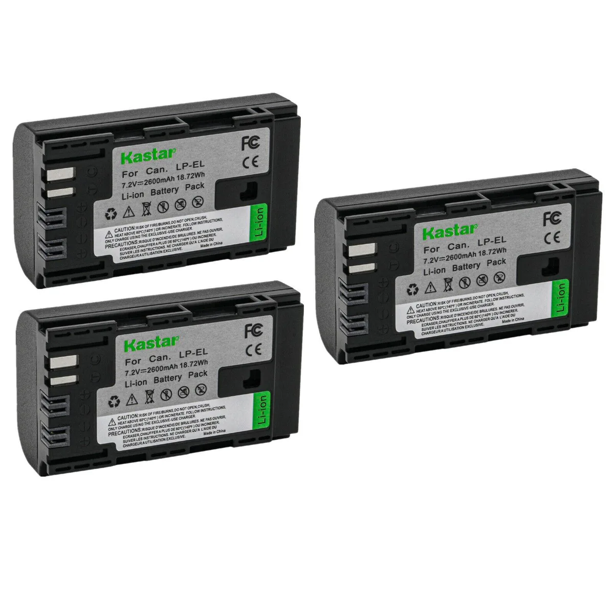 Kastar Kastar LP-EL 3-Pack 2600mAh 7.2V Li-Ion Camera Battery — product photo