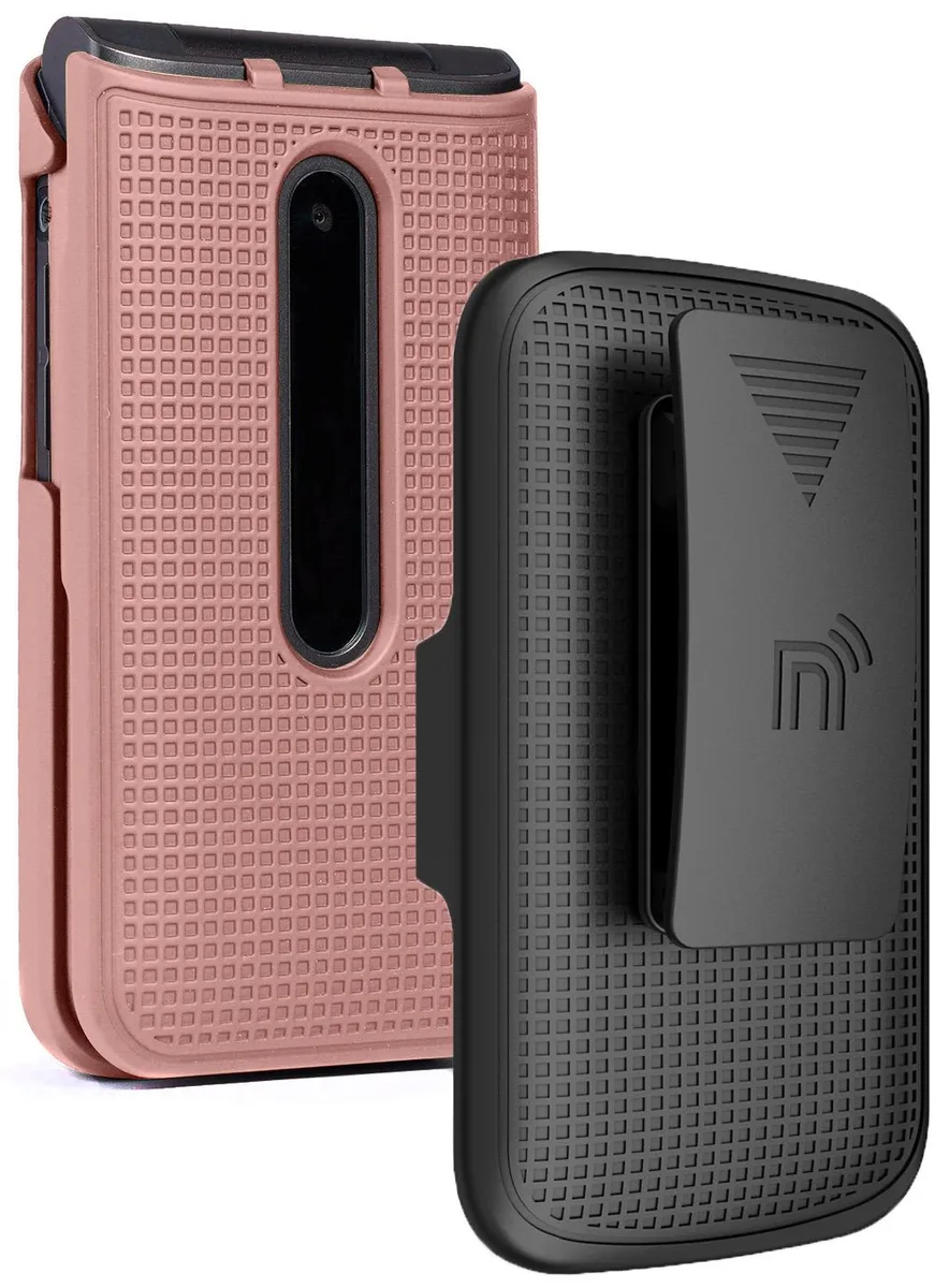 Nakedcellphone Nakedcellphone Grid Case + Belt Clip Holster Combo Rose Gold for LG Wine 2 LTE LM-Y120 — product photo