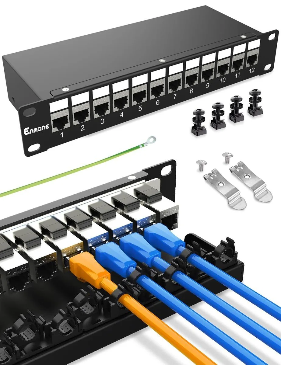 BoYata BoYata 12 Port Keystone Patch Panel 1U 10 Inch 2 in 1 accessory — product photo