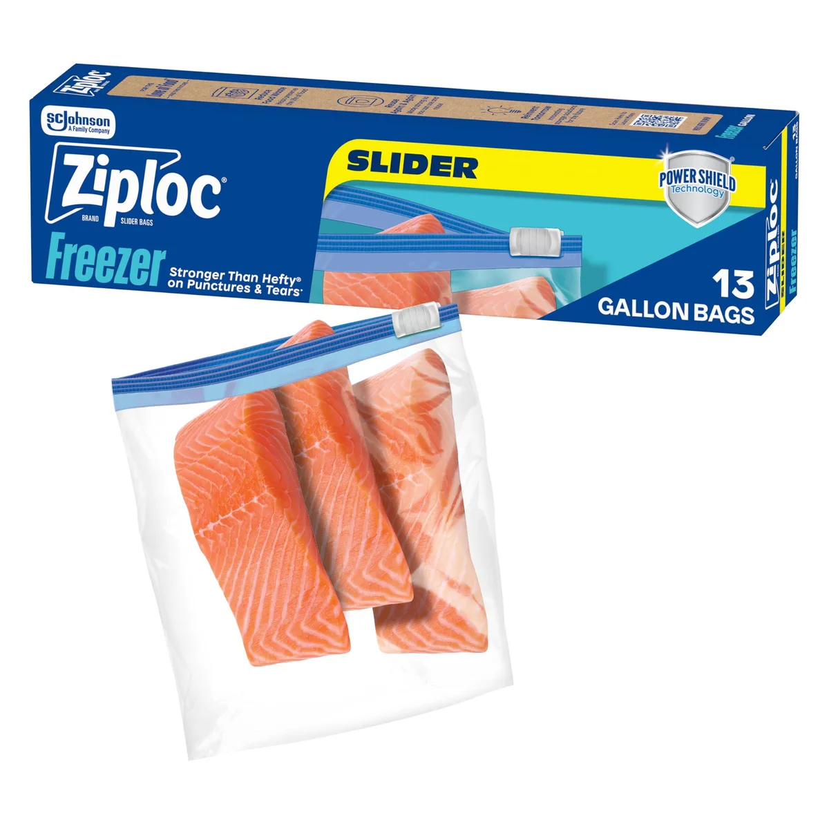 Clear gallon freezer bags with slider closure, 13 count