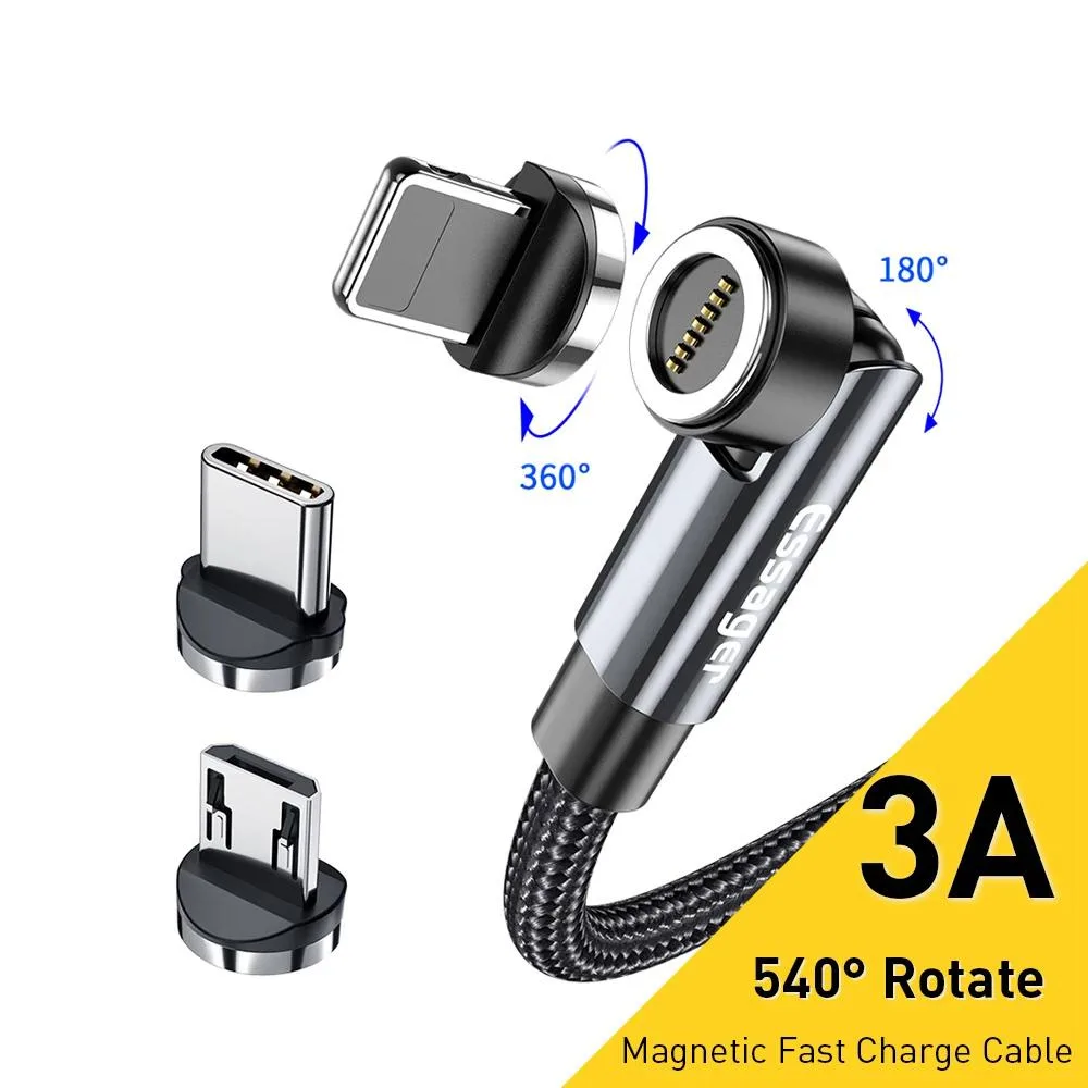 ESTONE ESTONE Essager WX USB-C Magnetic Cable 3.0A 480Mbps 540° Rotating 6.6ft — product photo