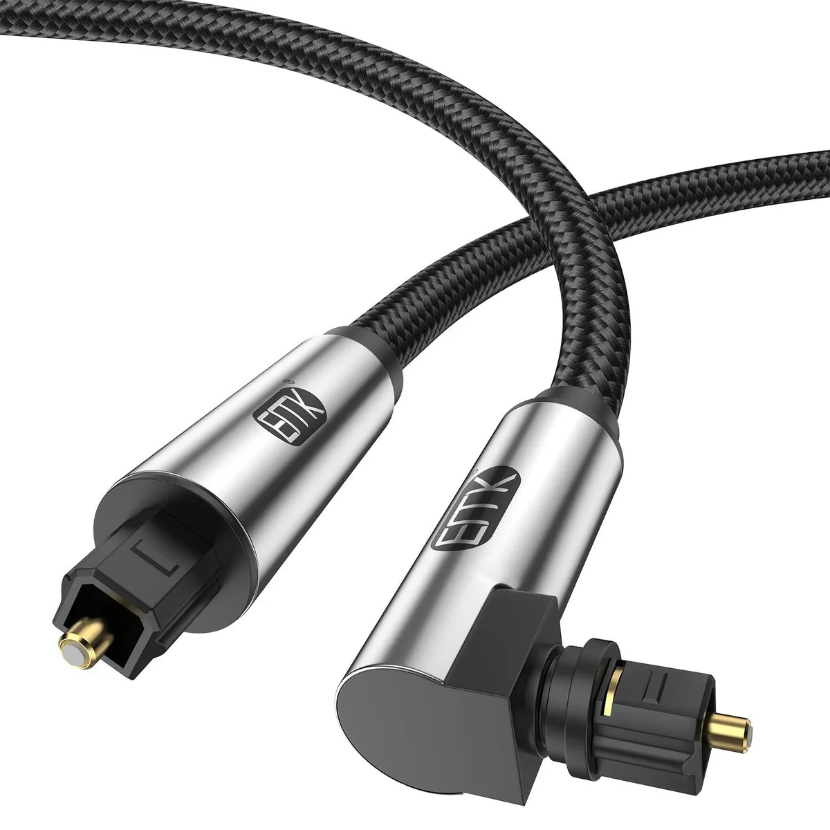  EMK 90 Degree 360 Rotating Toslink Digital Optical Audio Cable 1m Silver — product photo