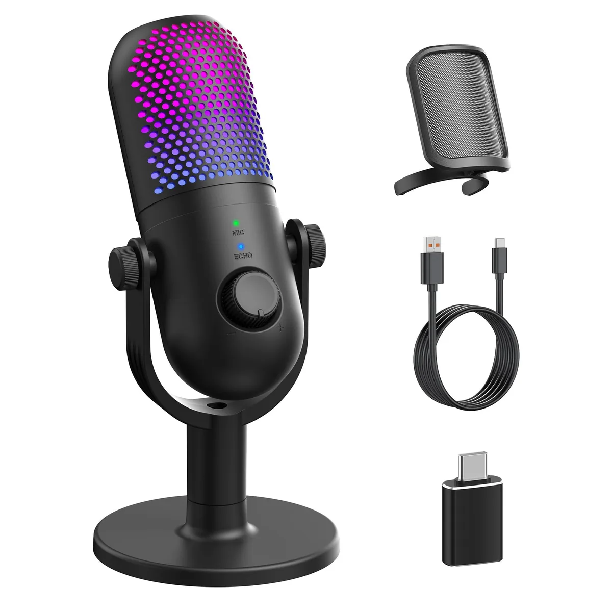  GUEVWES ZTD39 USB Condenser Microphone Black — product photo