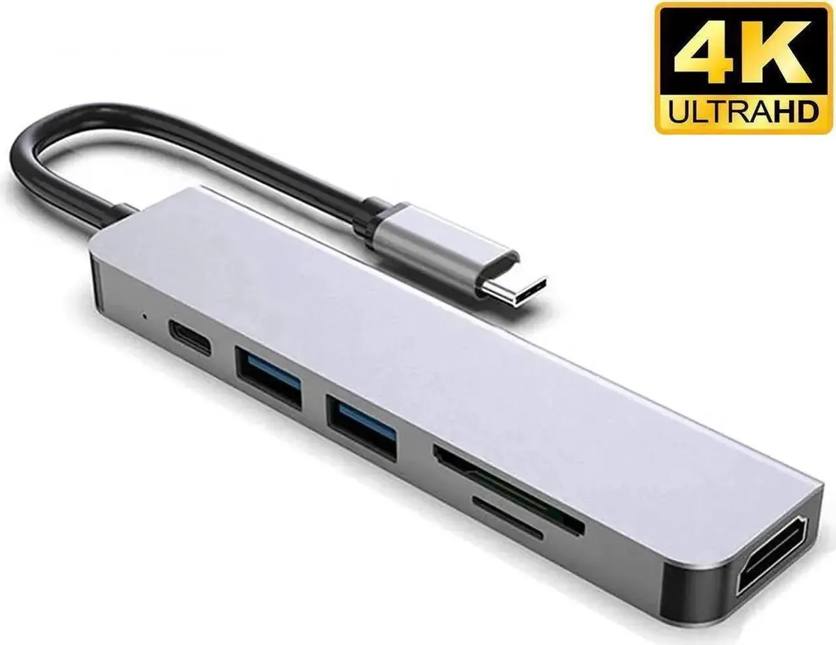SMUGDESK SMUGDESK 6-in-1 USB-C Hub 4K@30Hz HDMI 87W PD Dual USB 3.0 SD TF — product photo