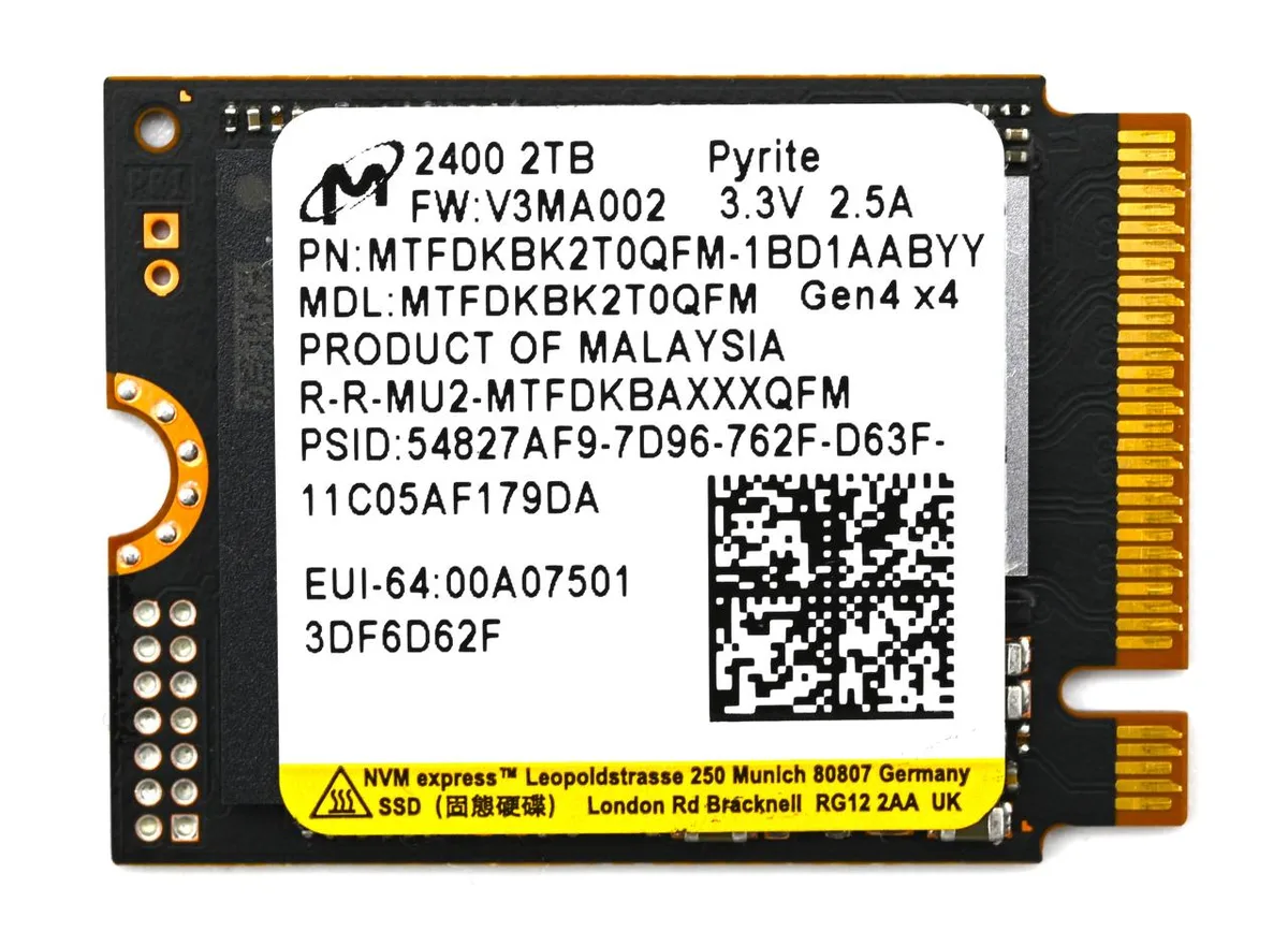 Micron Technology, Inc. Micron Technology, Inc. 2400 2 TB M.2 2230 NVMe internal SSD — product photo