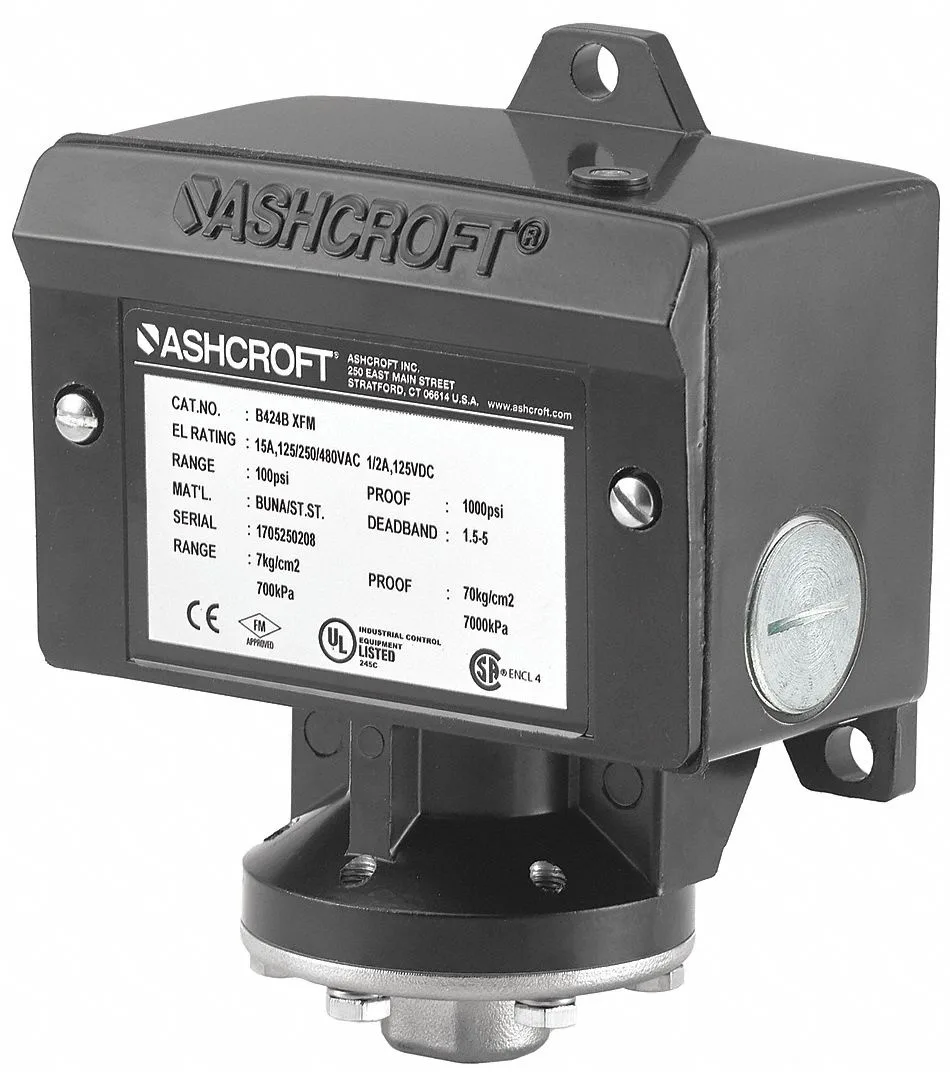 Ashcroft Ashcroft B424VXCYLM15 Pressure Switch 1.5-15 psi 1/4 FNPT SPDT — product photo