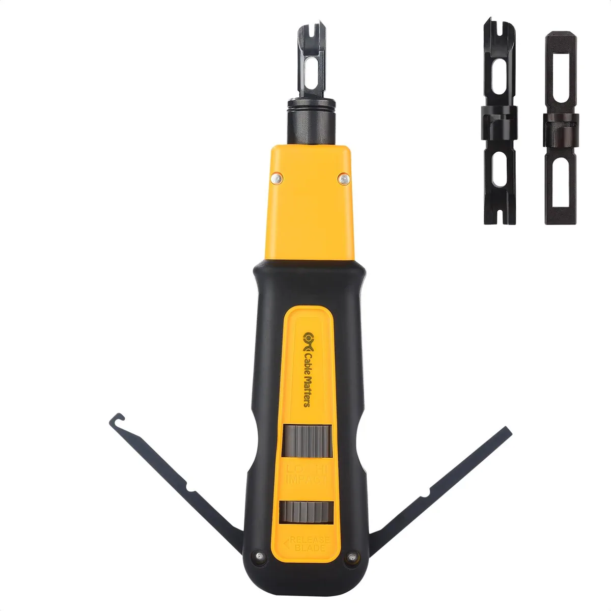 Klein Tools punch down tool with 110 and 66 blades, spring-action body, adjustable impact settings