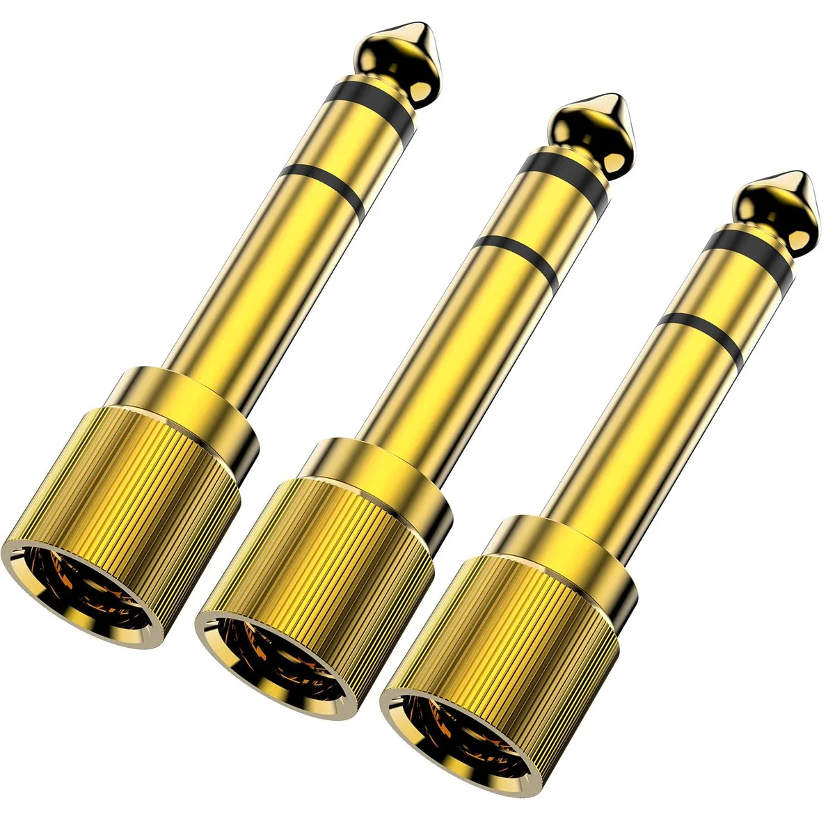 BUCIER BUCIER 6.35mm to 3.5mm Gold Audio Adapter 3pack Screw-On — product photo