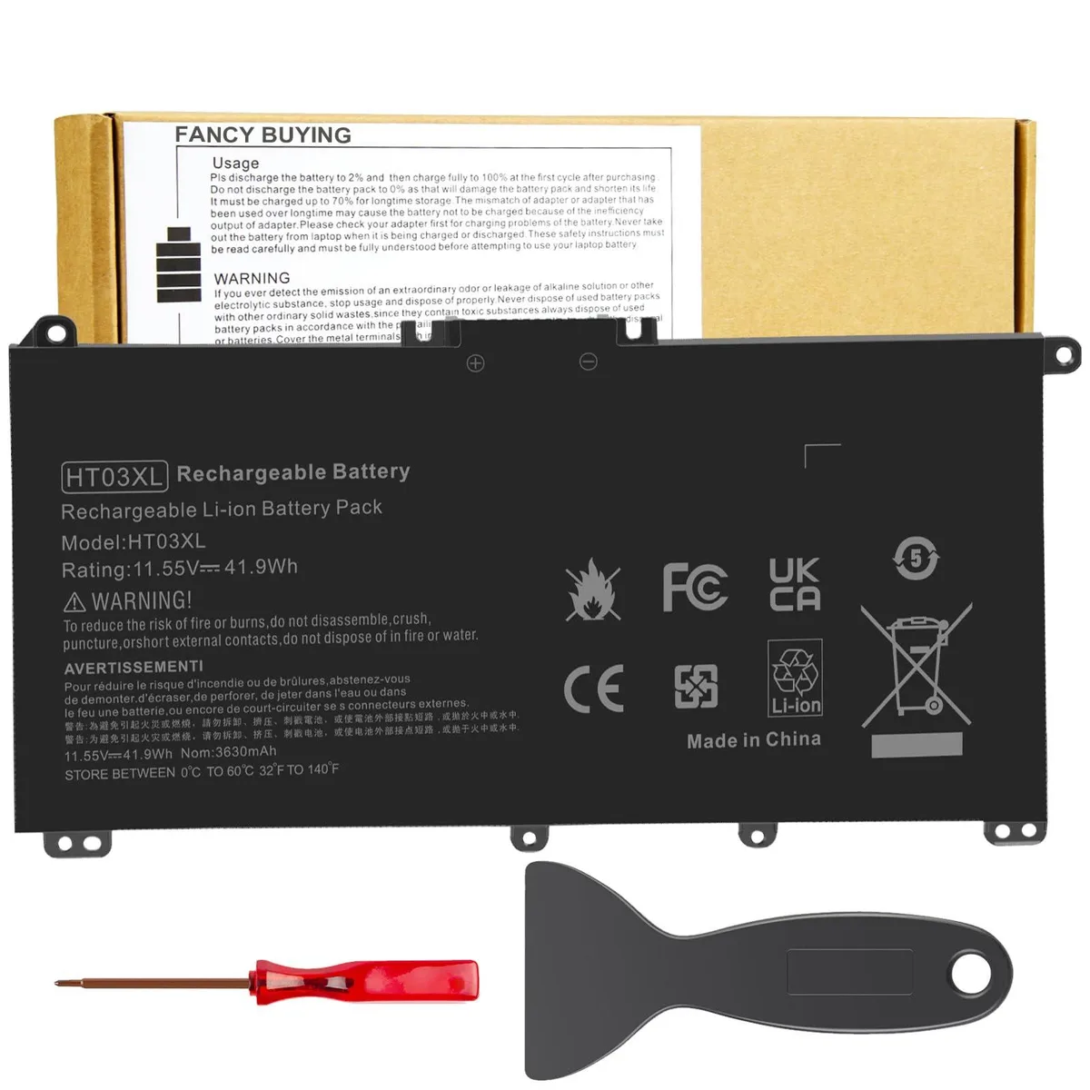  HT03XL laptop battery 11.55V 41.9Wh 3-cell black — product photo