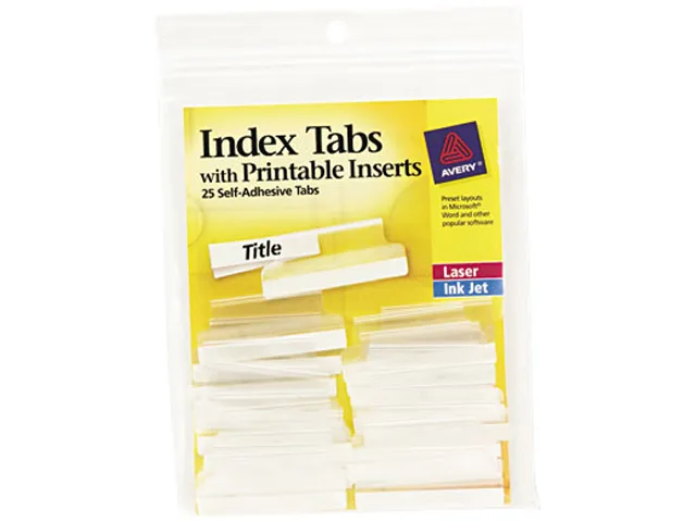 Clear self-adhesive tabs with printable inserts 25 pack