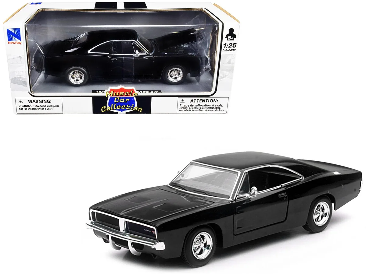 New Ray Toys New Ray Toys 1969 Dodge Charger R/T Black Muscle Car Collection 1/25 Diecast Model Car — product photo