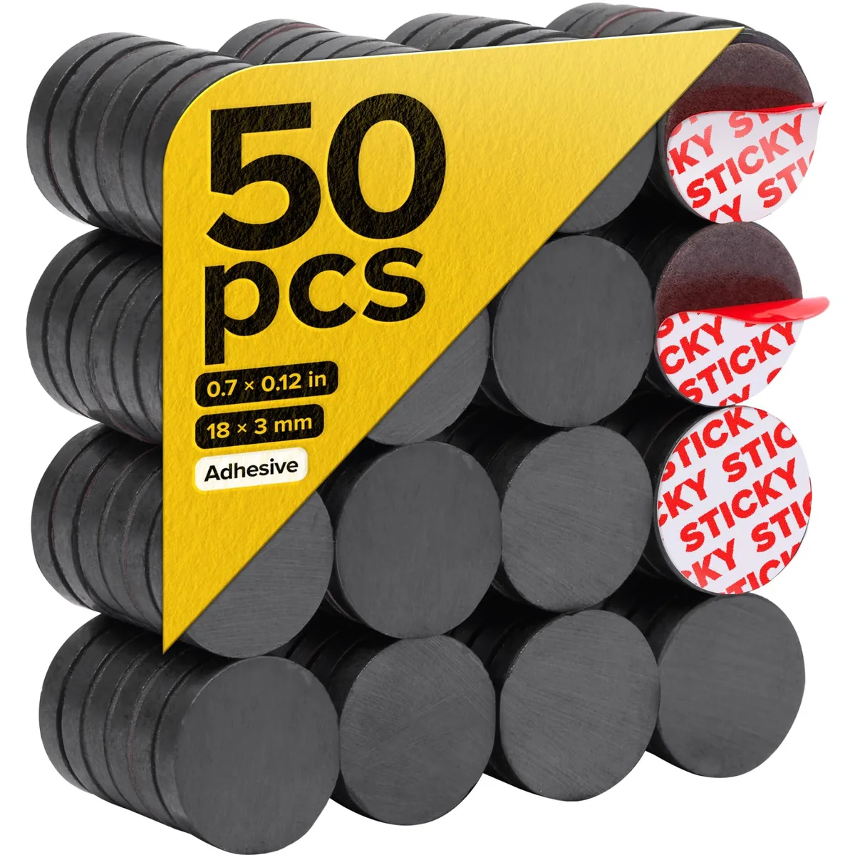  X-bet MAGNET Ceramic Round Adhesive Magnets 18x3mm 50pcs — product photo