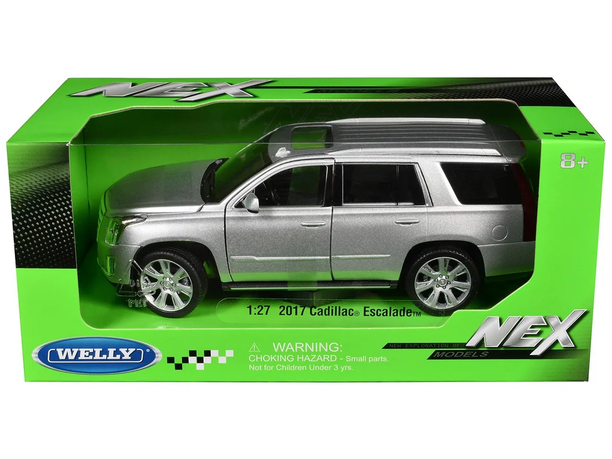 WELLY WELLY 2017 Cadillac Escalade Sunroof Silver Metallic 1/24-1/27 Diecast Hobby Collectible — product photo