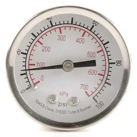 Value Brand Value Brand commercial pressure gauge 4FMU9 0 to 100 psi 2 in dial 1/4 in — product photo