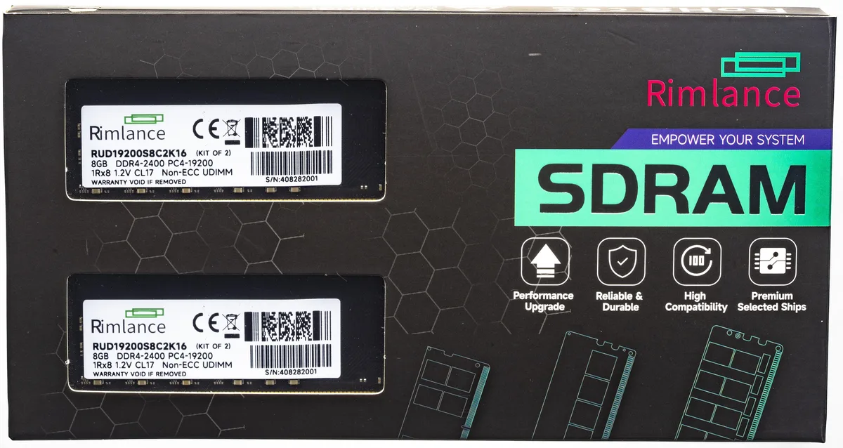 RIMLANCE RIMLANCE 16GB (2x8GB) DDR4 2400 CL17 Desktop RAM — product photo