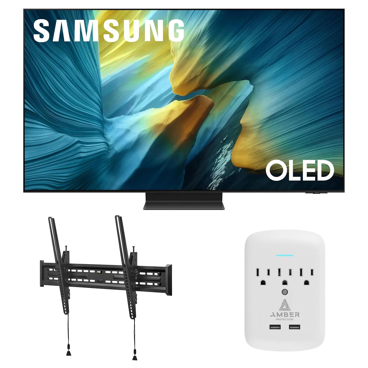 SAMSUNG SAMSUNG S95FA 65" OLED 4K 120Hz Smart TV with Walts Tilt Mount &amp; Surge Protector — product photo