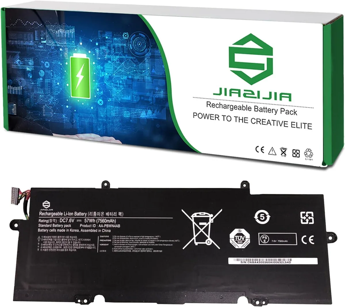 NShi NShi AA-PBWN4AB laptop battery 7.6V 57Wh 7560mAh — product photo