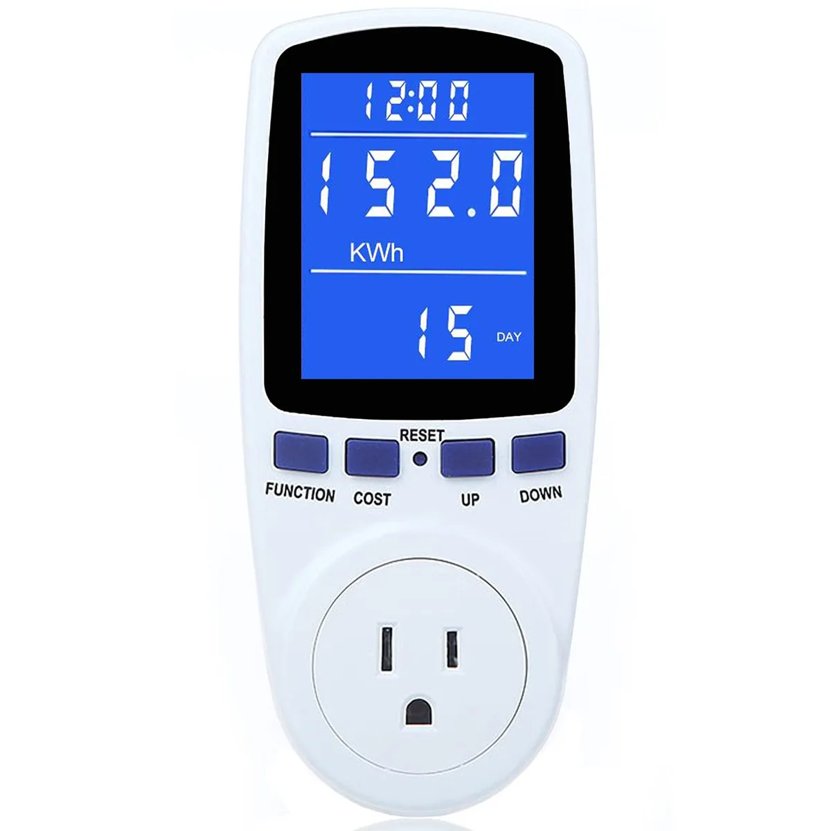 MECHEER Power Meter Plug 2.36x1.85in 1800W Overload 7 Modes Backlight — product photo