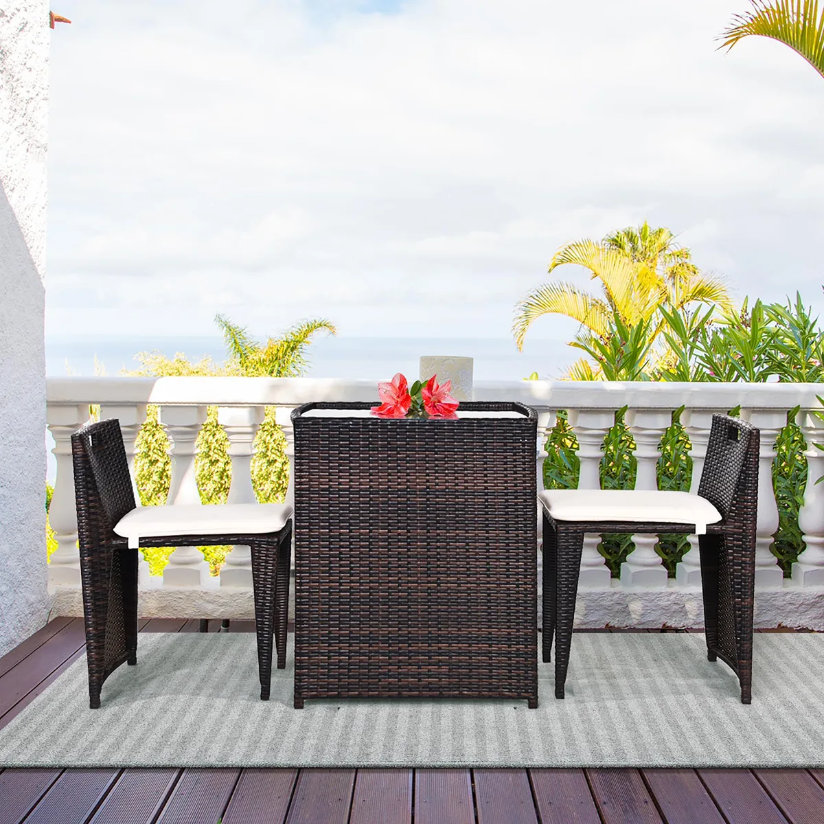 Costway Costway 3PCS Outdoor Patio Rattan Furniture Set Brown — product photo