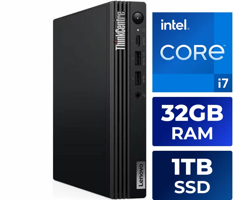 Lenovo Lenovo ThinkCentre M70q Gen 5 12TD001SUS desktop PC i7-14700T 32 GB 1 TB — product photo